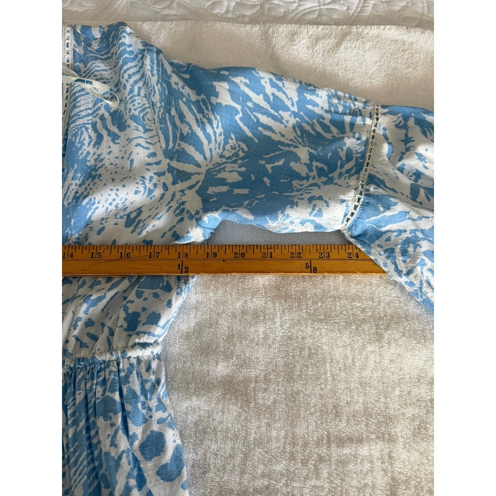 Blue Island Womens Light Blue Tropical Print Bell Sleeve Kimono Cover Up Large - Picture 6 of 10